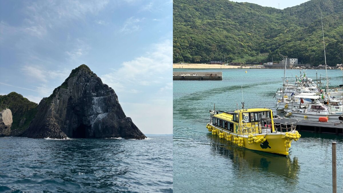 糸島市芥屋の大門と遊覧船